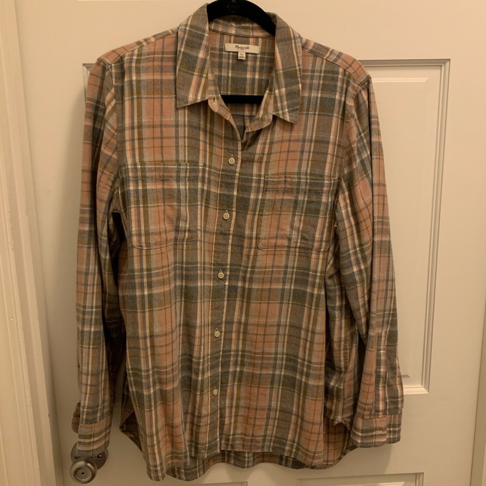 Madewell pink and gray button down!
